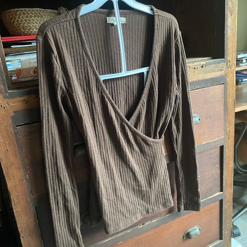 Madewell Chocolate Ribbed Knit Top